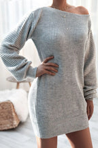 Boat Neck Long Sleeve Mini Sweater Dress (15)
