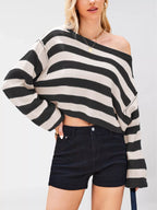 Striped Dropped Shoulder Sweater (9)