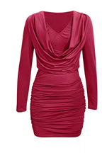 Ruched Cowl Neck Long Sleeve Mini Dress (19)