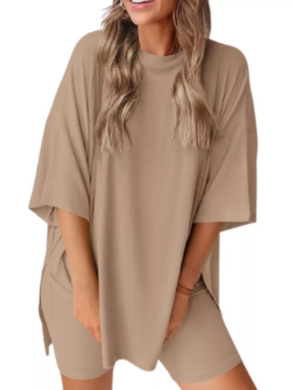 Full Size Half Sleeve T-shirt Shorts Set Plus (7)