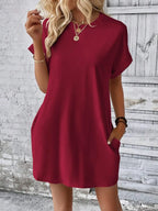 Round Neck Short Sleeve Mini Dress (6)