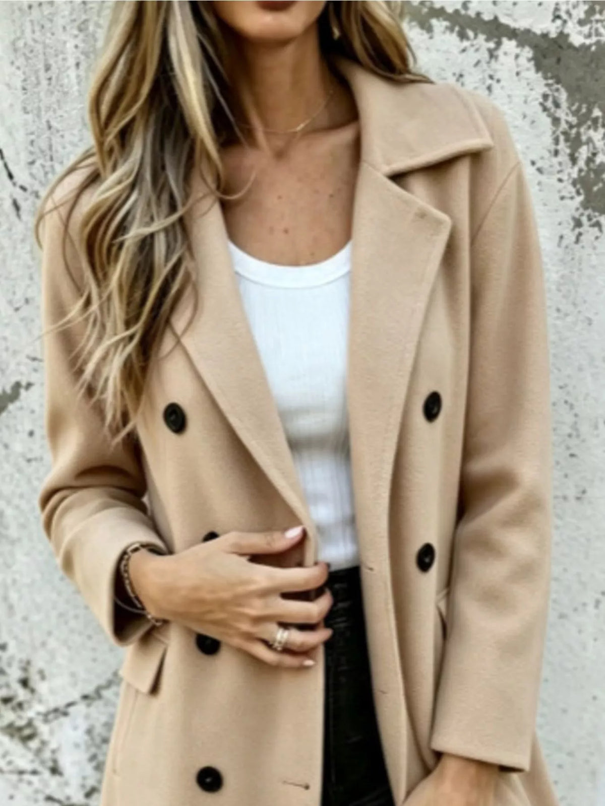 Full Size Double-breasted Lapel Collar Coat Plus (7)
