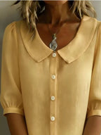 Peter Pan Collar Puff Sleeve Shirt (5)