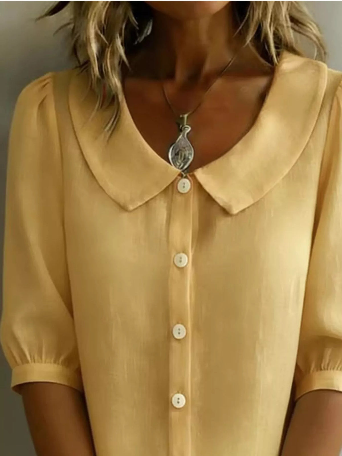 Peter Pan Collar Puff Sleeve Shirt (5)