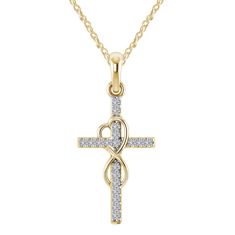 Alloy Pendant Diamond Eight-character Cross Necklace (30)