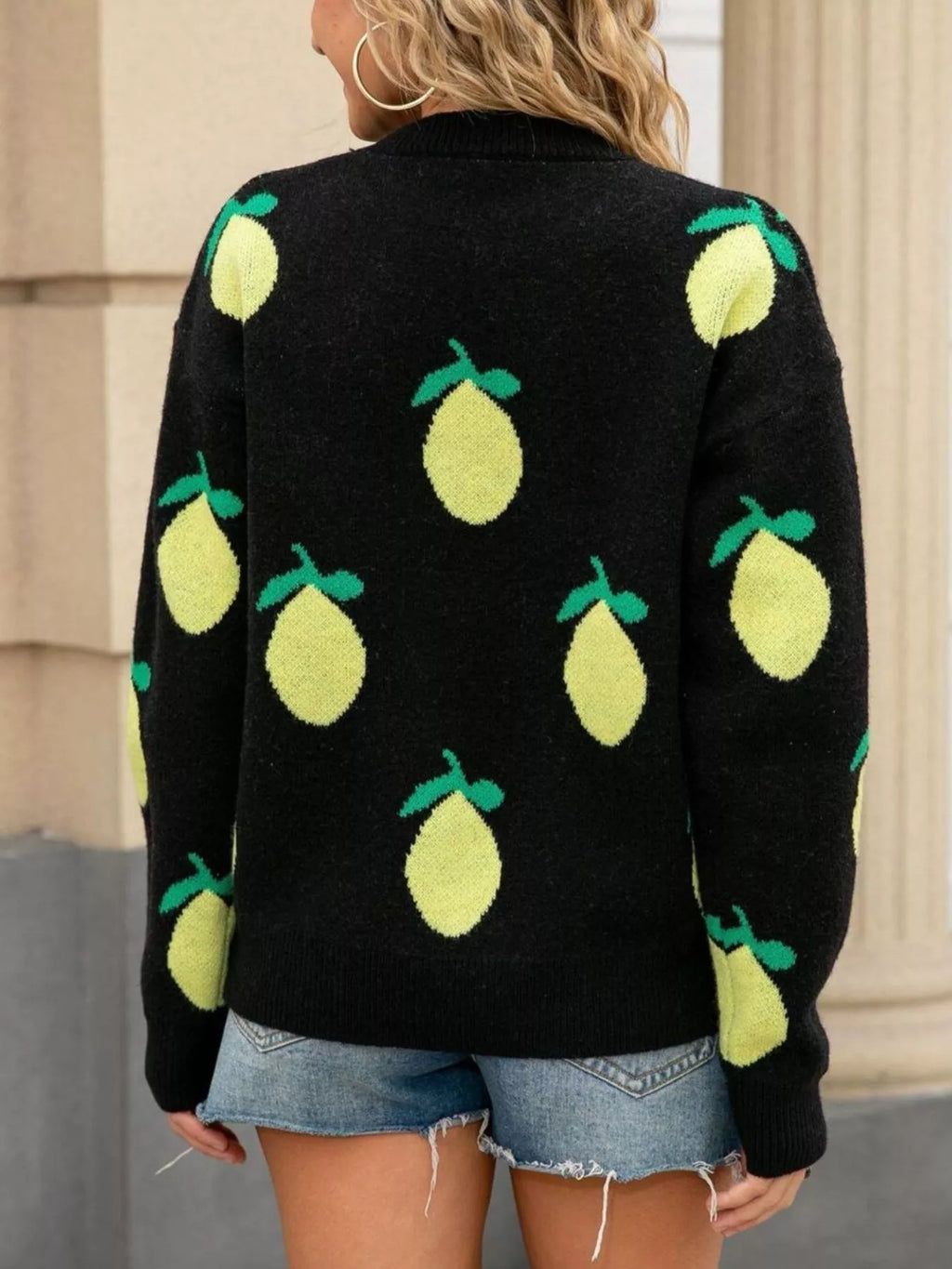 Lemon Crew Neck Round Neck Sweater (10)