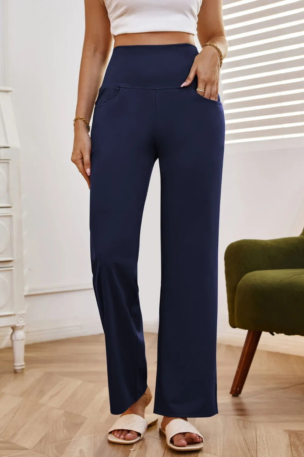 High Waist Wide Leg Pants Pockets (23)