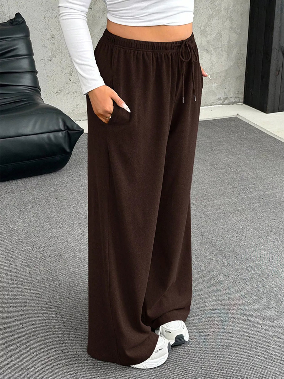 Full Size Drawstring Wide Leg Pants Plus (3)