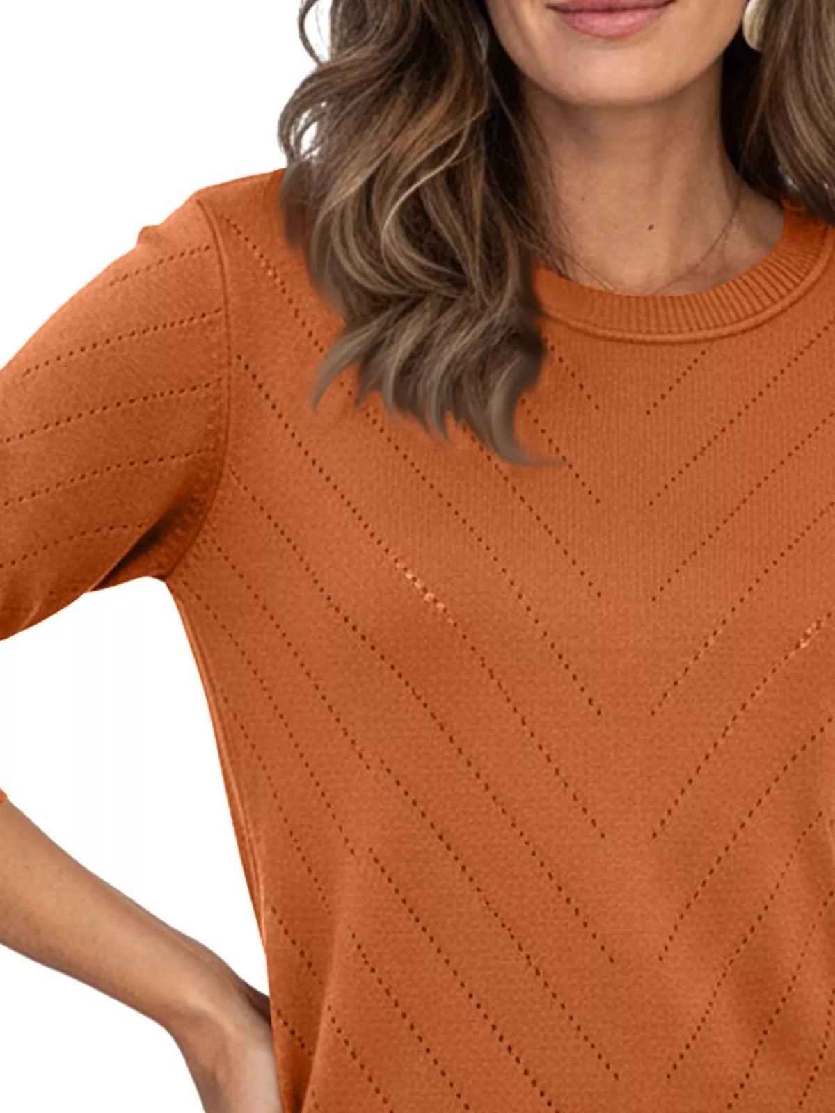 Openwork Round Neck Sweater (8)