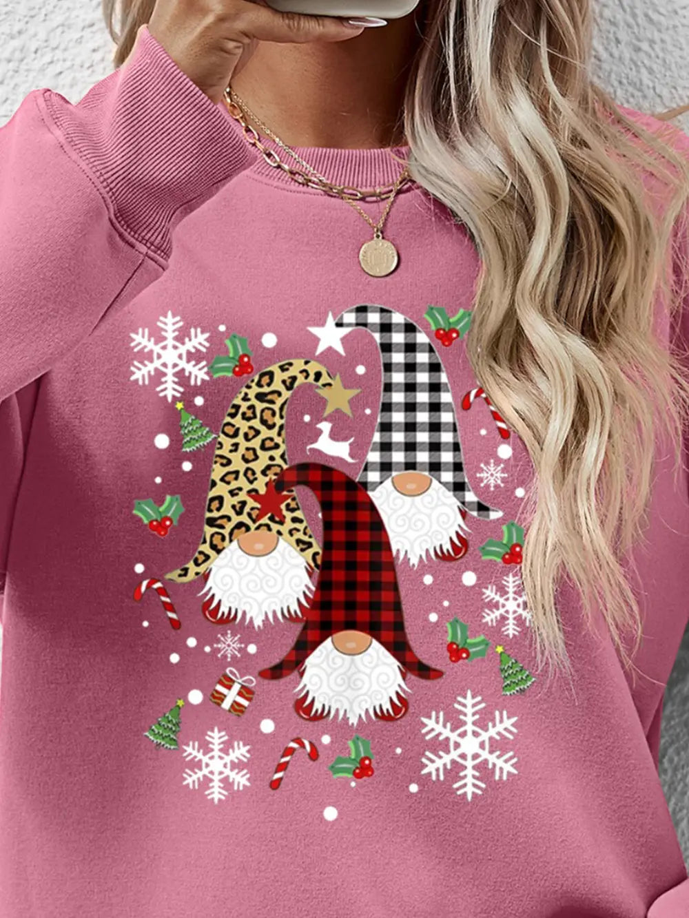 Faceless Gnomes Graphic Drop Shoulder Sweatshirt (14)