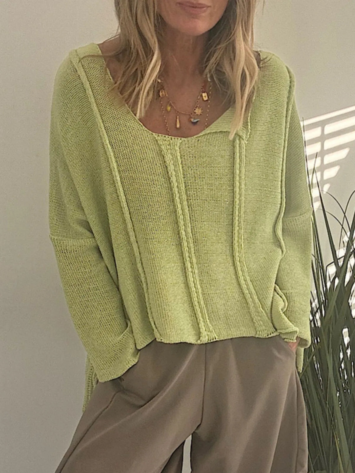 High-low Drop Shoulder Sweater (6)