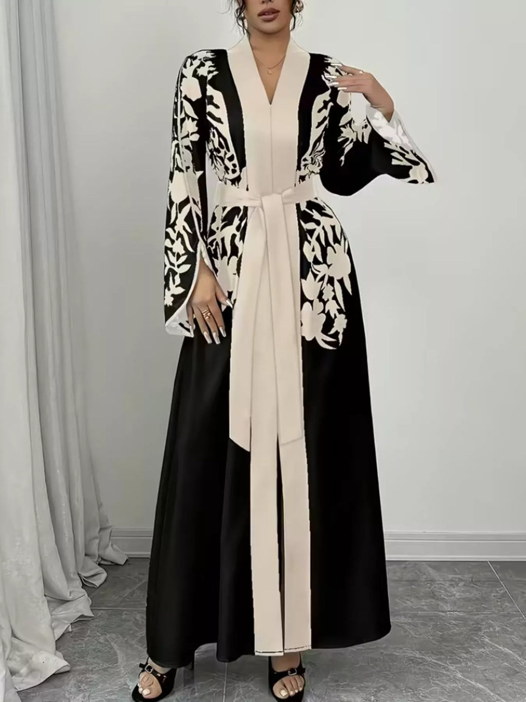 Printed Tie Waist Maxi Dress (6)