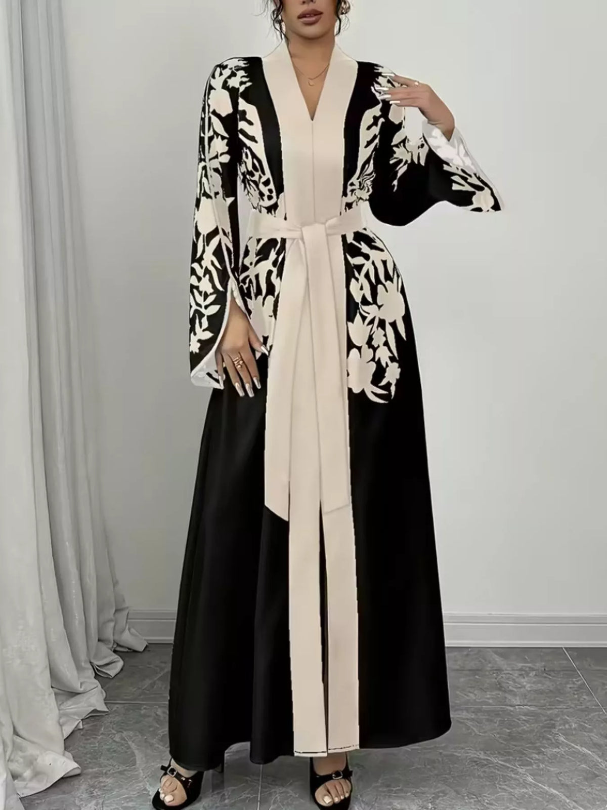 Printed Tie Waist Maxi Dress (6)