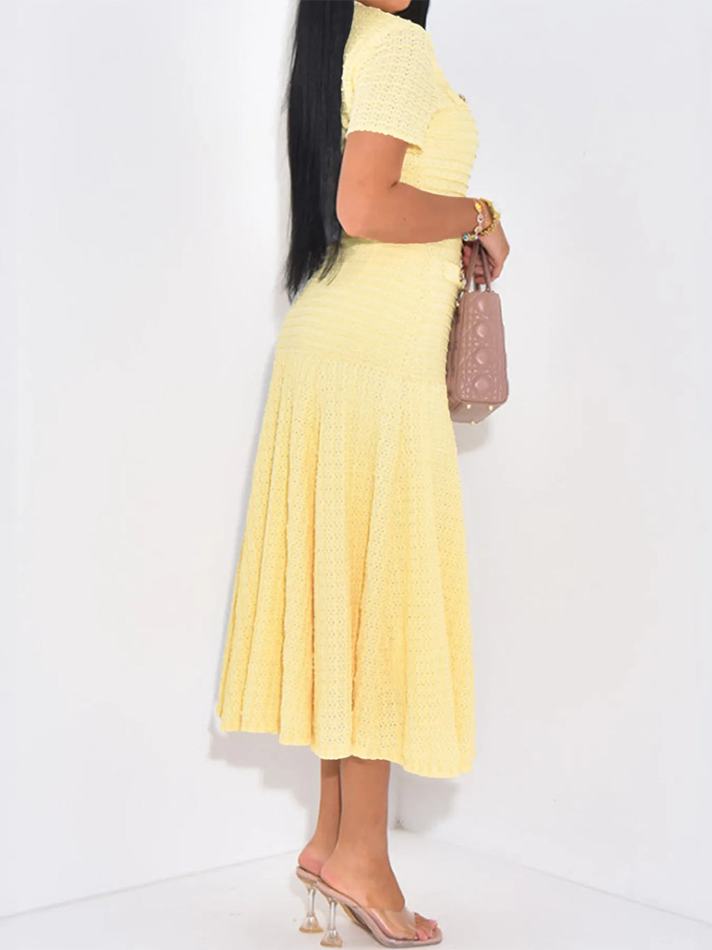 Textured Knit Short Sleeve Dress (13)
