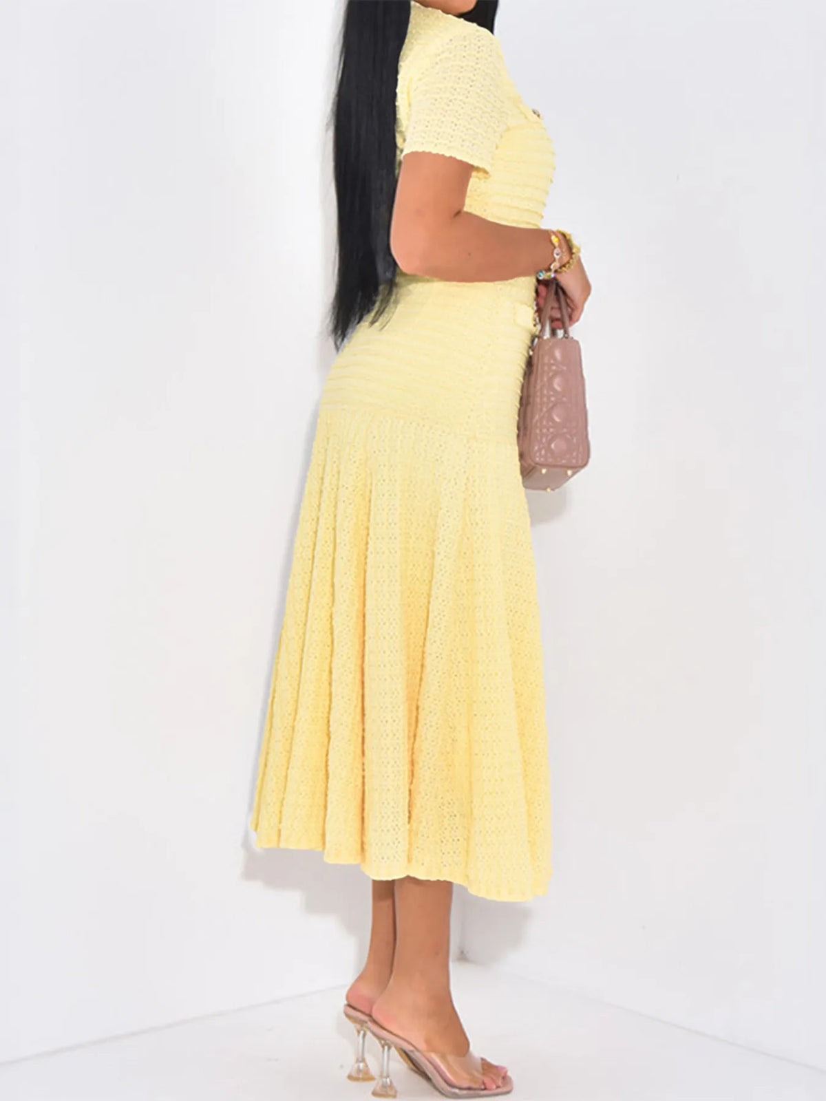 Textured Knit Short Sleeve Dress (13)