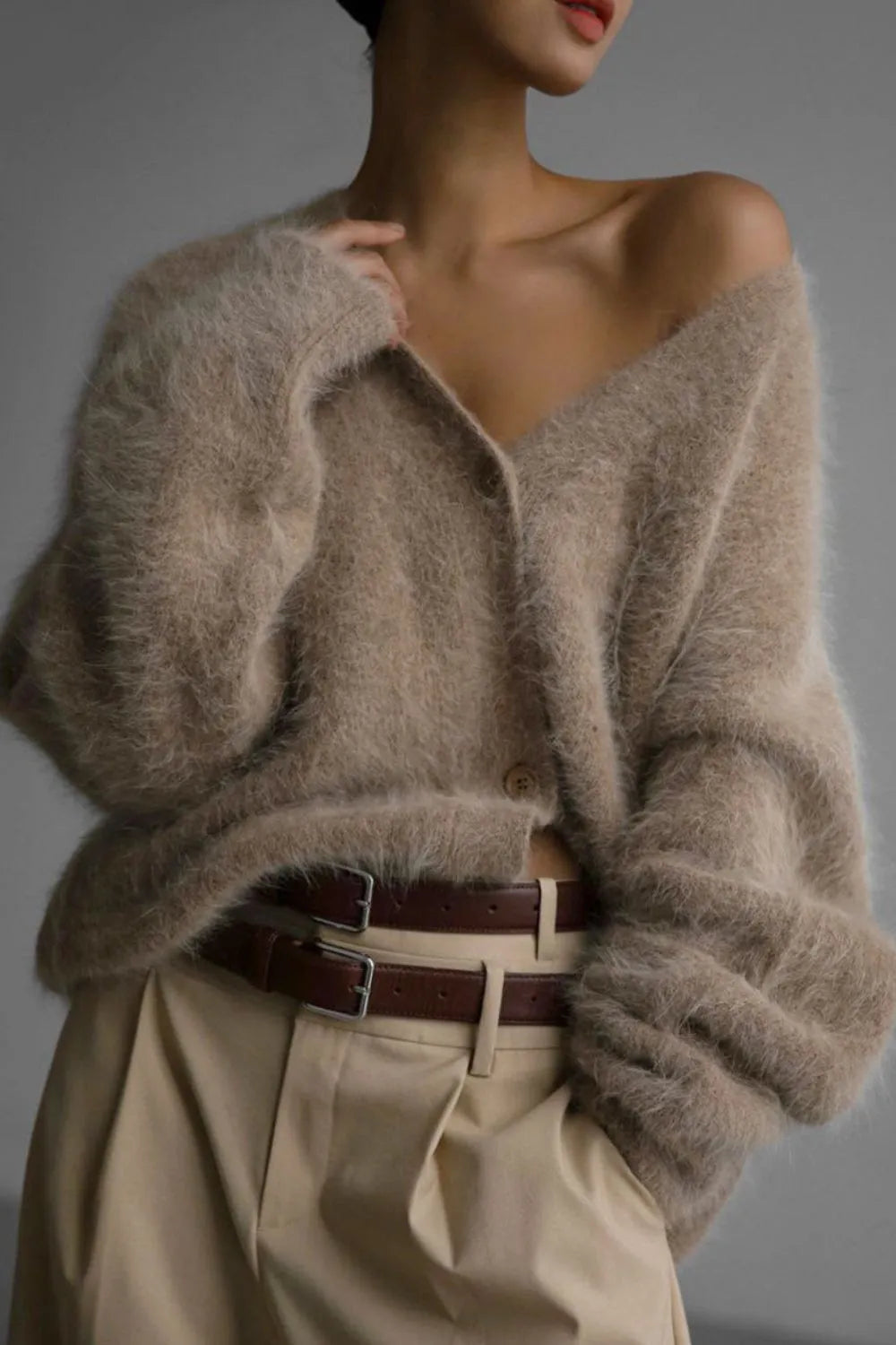 Fuzzy Button Down Long Sleeve Cardigan (4)