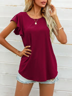 Round Neck Butterfly Sleeve Top (3)