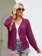 Button Down Ribbed Trim Cardigan (3)