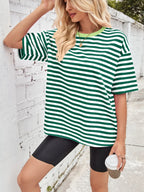 Contrast Striped Round Neck T-shirt (11)