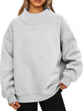 Oversized Mock Neck Long Sleeve Sweatshirt