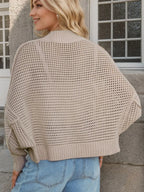 Openwork Open Front Long Sleeve Cardigan (2)