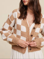 Checkerboard Pattern Button-down Cardigan (5)