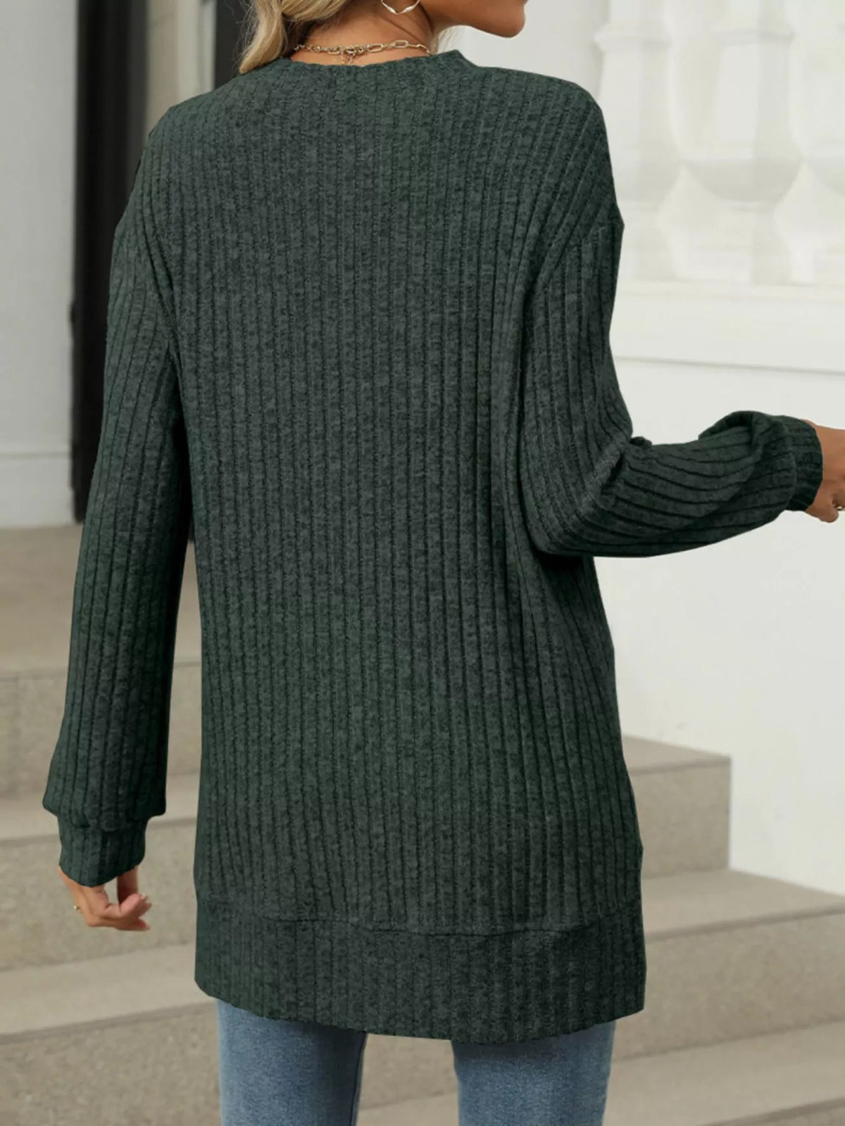 Ribbed Knit Round Neck Sweater (29)