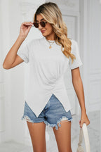 Ruched Hem Detail Crewneck T-shirt (11)