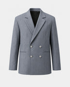Elegant Striped Rhinestone Oversized Blazers photo 4