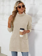 Slit Mock Neck Long Sleeve T-shirt (15)
