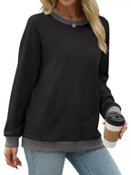 Contrast Trim Crew Neck Casual Sweatshirt (3)