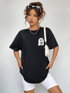 Round Neck Short Sleeve Ghost Graphic T-shirt (6)
