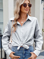 Striped Collared Neck Button Down Long Sleeve Shirt (6)