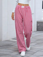 Plaid Wide Leg Casual Pants (6)
