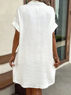 Casual Button Down Shirt Dress Pockets (4)