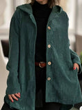 Full Size Corduroy Button Up Hooded Jacket Plus