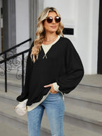 Contrast Round Neck Long Sleeve Sweatshirt (15)