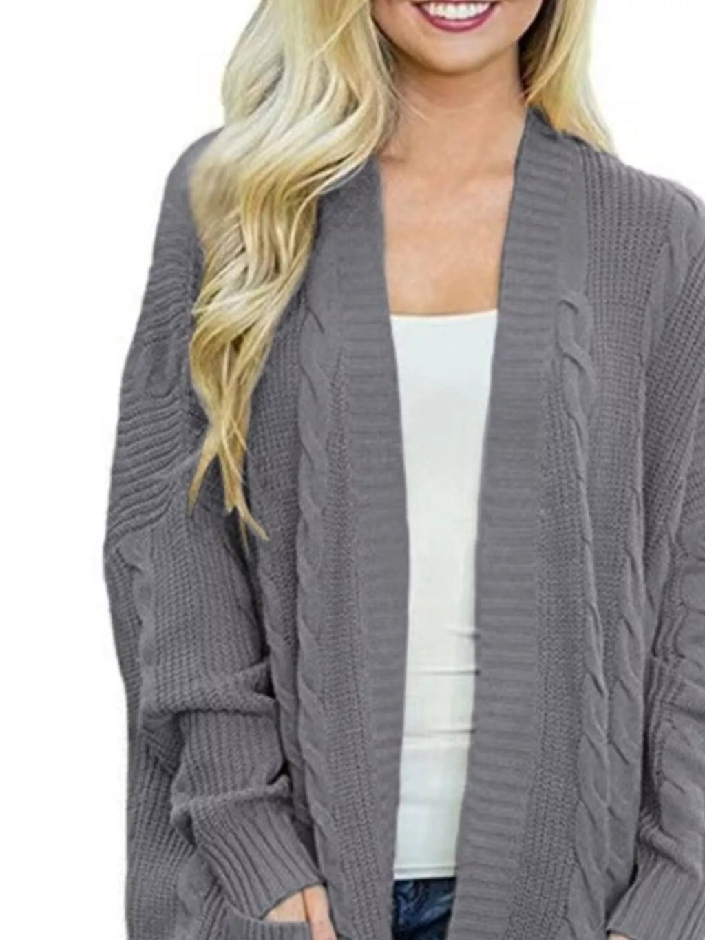Chunky Knit Open Front Cardigan (9)