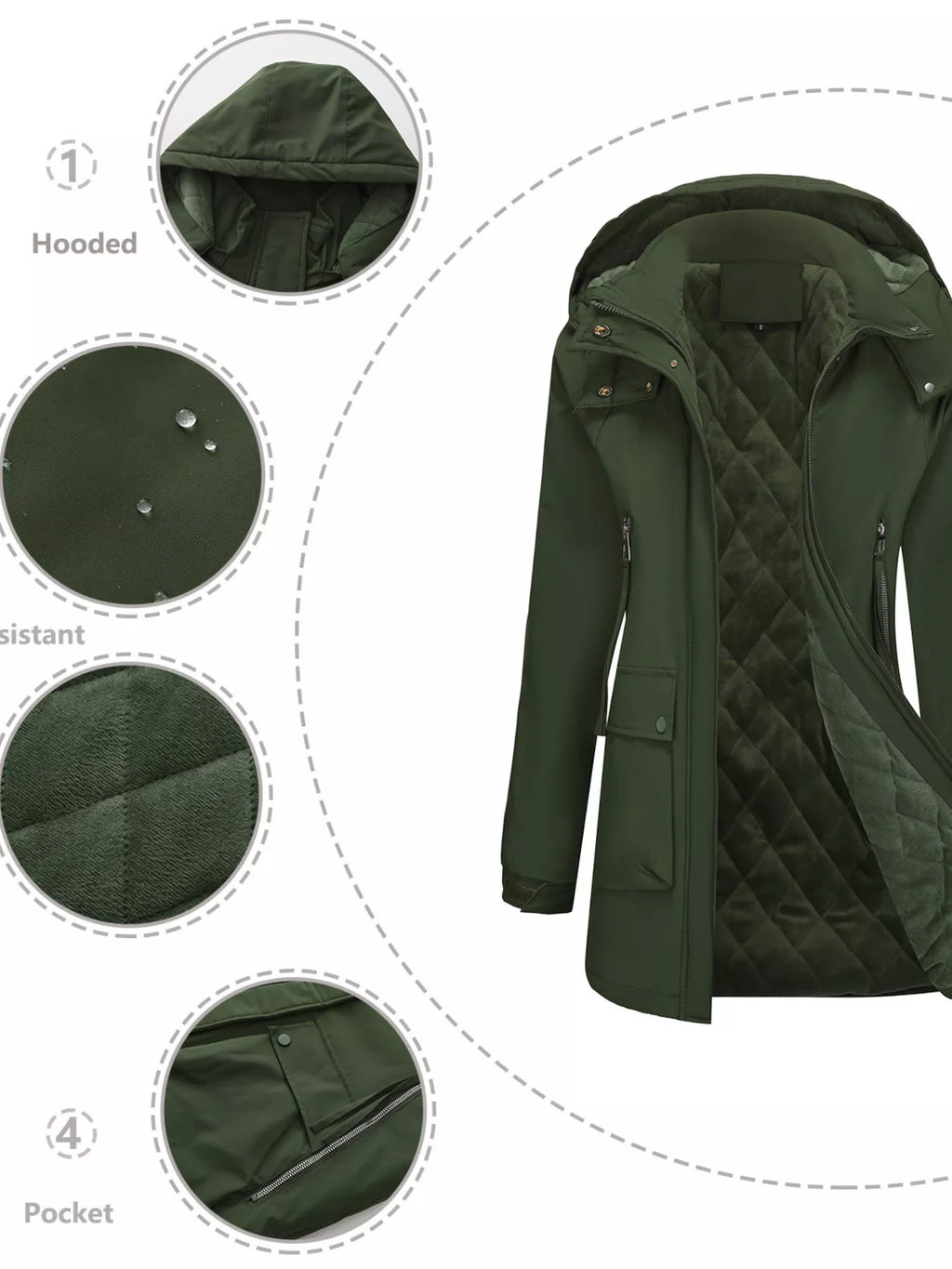 Full Size Zip Up Hooded Parka Outerwear Plus (8)