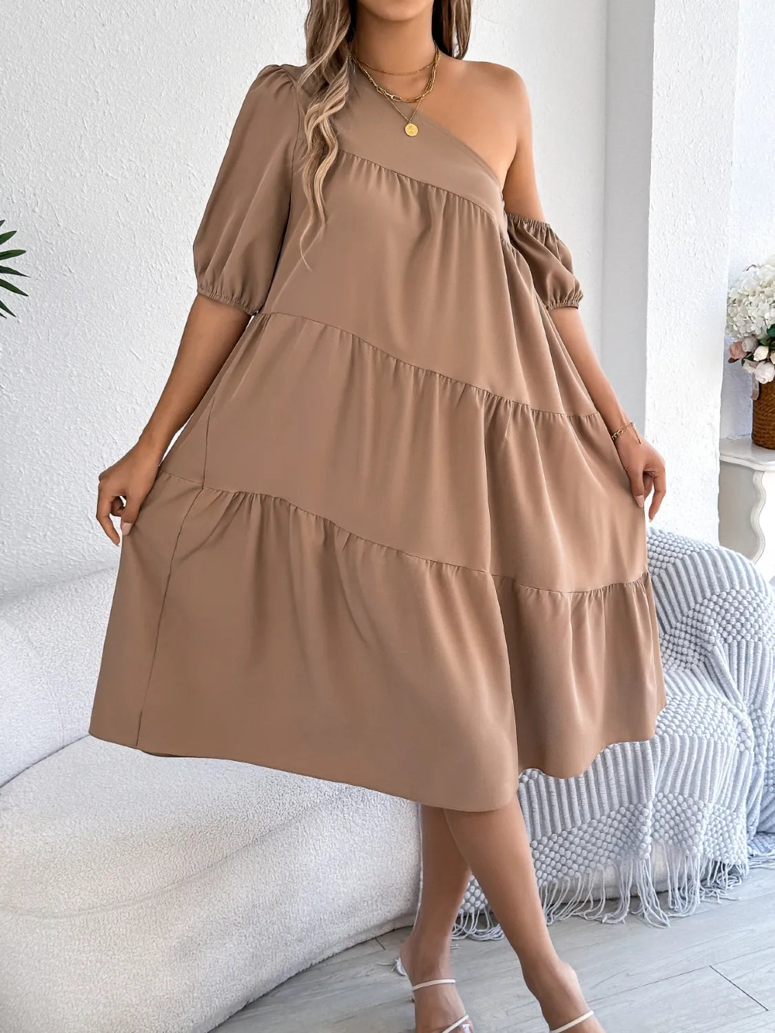 Single Shoulder Tiered Dress (8)