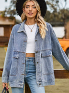 Oversized Button Up Denim Jacket Hood (13)
