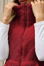 Fuzzy Plaid Texture Zip Up Vest Coat (7)