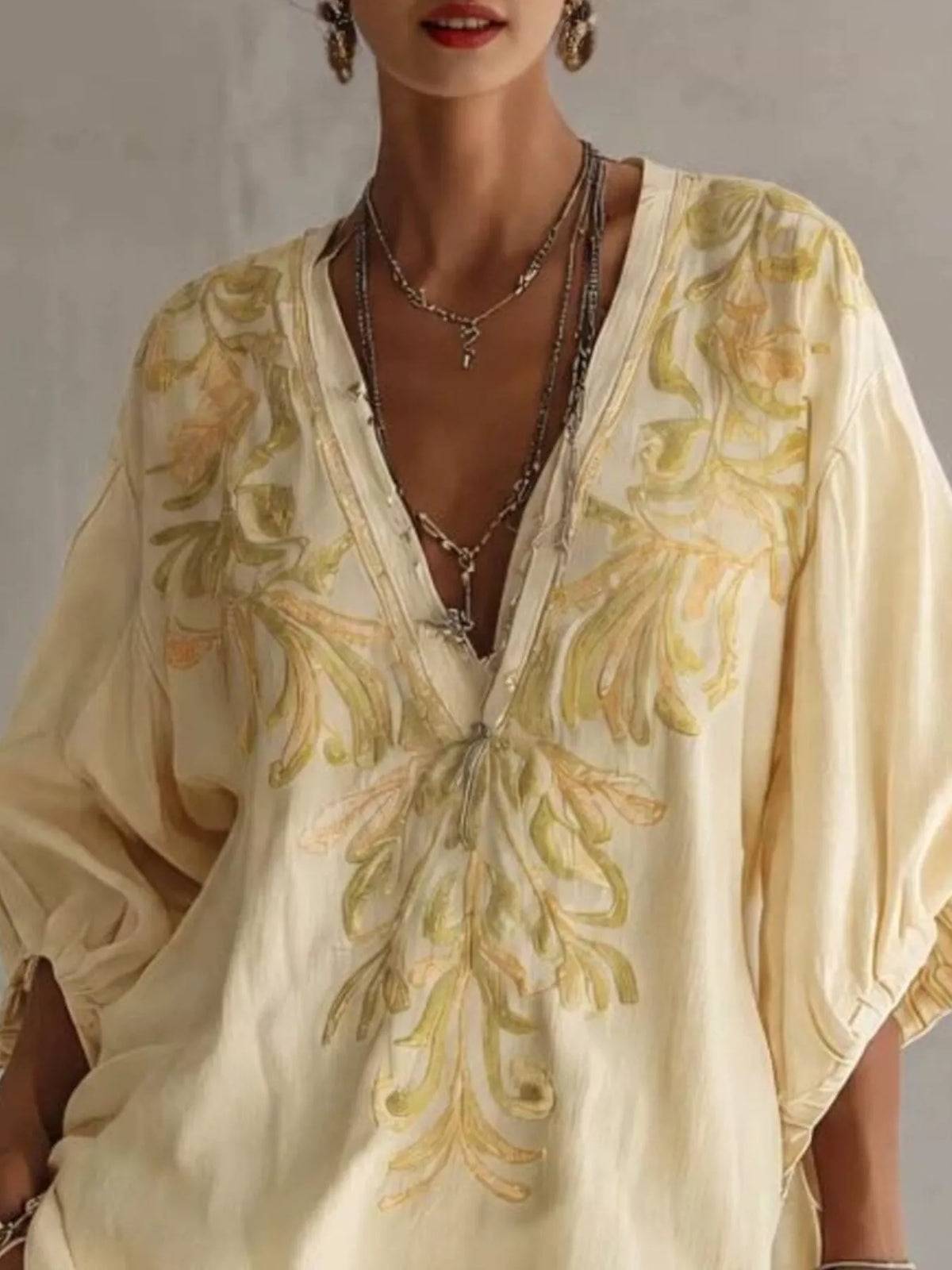 Full Size Embroidered V-neck Mini Dress Plus (8)