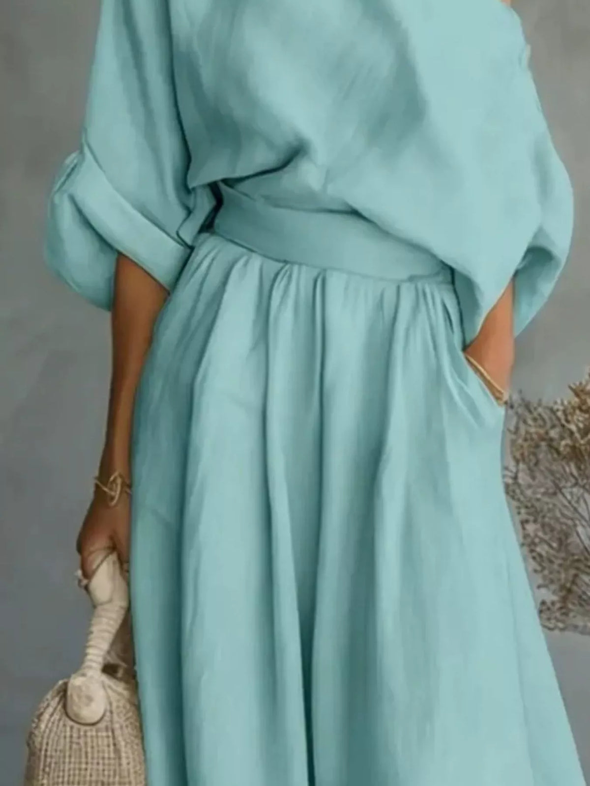 Full Size One Shoulder Top Wide Leg Pants Set Plus (16)