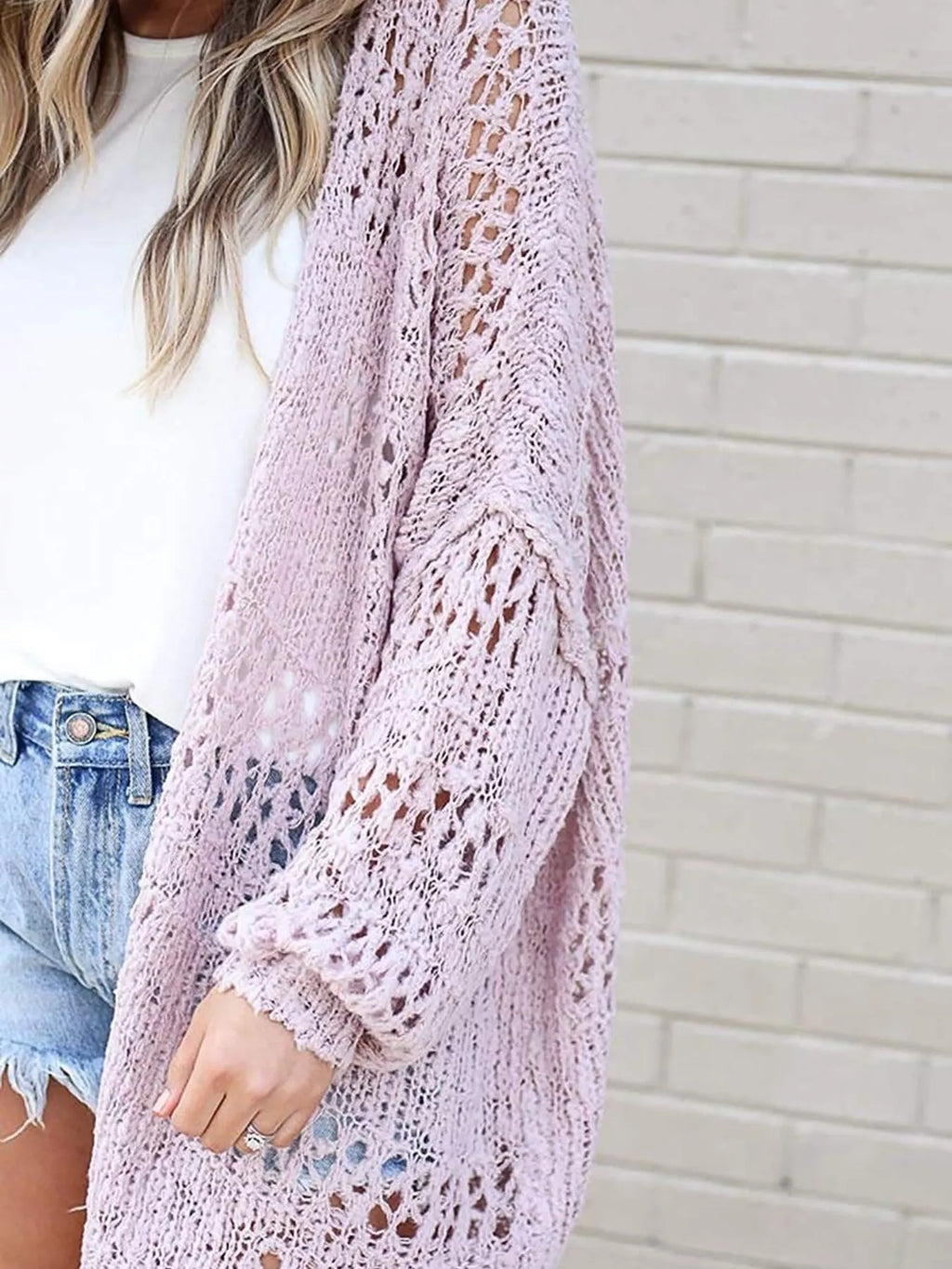 Openwork Open Front Lightweight Cardigan (2)