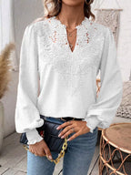 Lace Trim Long Sleeve Blouse (11)