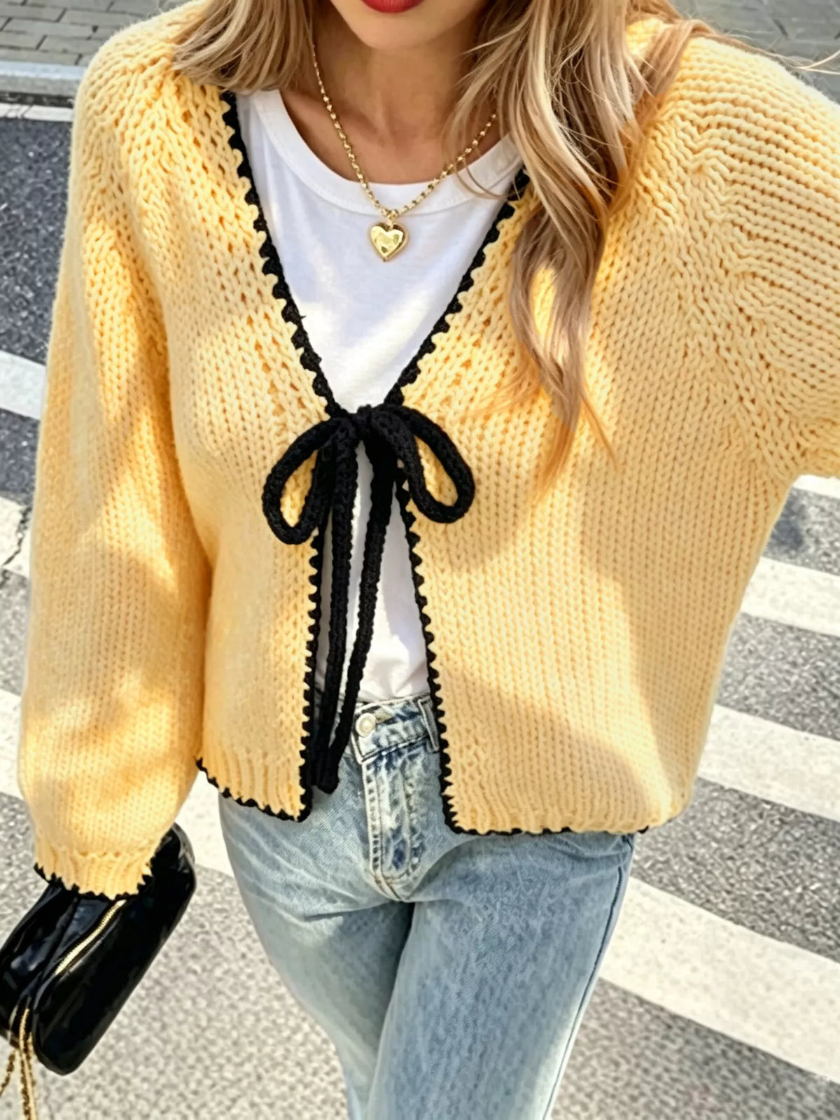 Full Size Chic Tie-front Contrast-trim Cardigan Plus (2)