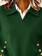 Chic Collared Decor-button Sweater (20)