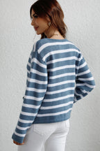 Striped Button Down Long Sleeve Cardigan (7)