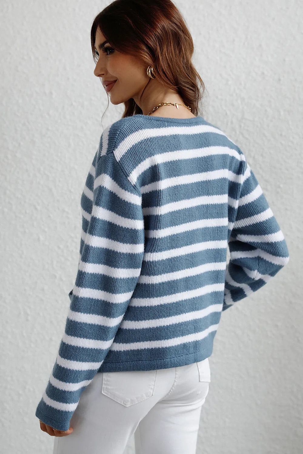 Striped Button Down Long Sleeve Cardigan (7)